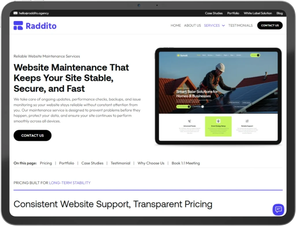 Website Maintenance and Support Services & Pricing - Raddito