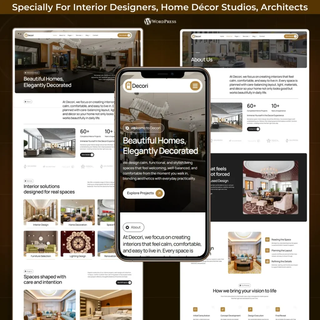 Interior Design WordPress Elementor Template Kit Home Decor, Furniture & Modern Studio Website