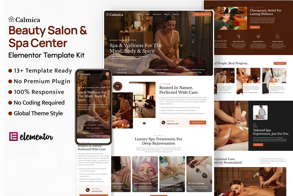Calmica - Luxury Spa, Massage & Wellness Elementor Template Kit