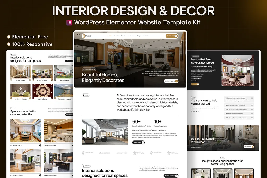 Decori – Interior Design & Home Decor Elementor Template Kit