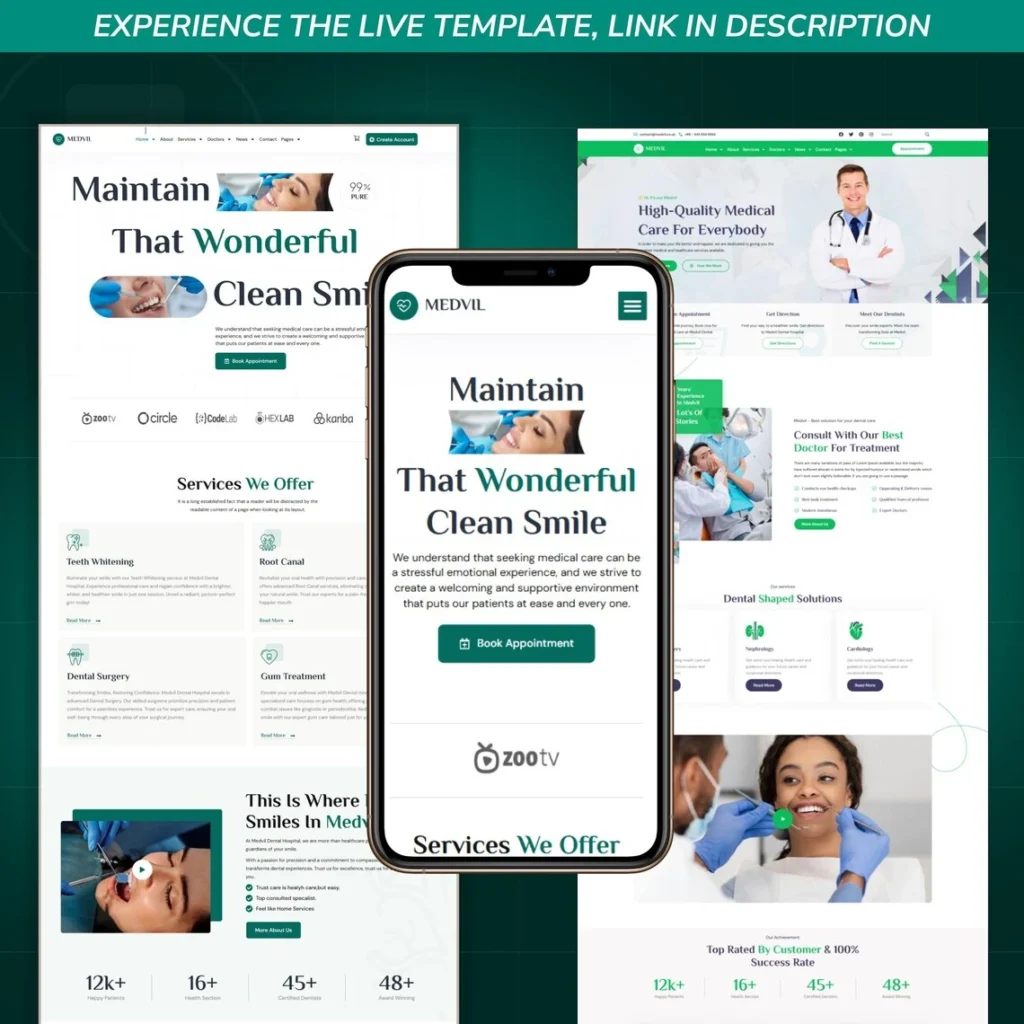 Dental Clinic WordPress Elementor Pro Template Dentist Practice & Oral Healthcare Website Template