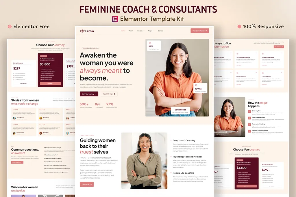 Femia – Feminine Life Coach Elementor Template Kit
