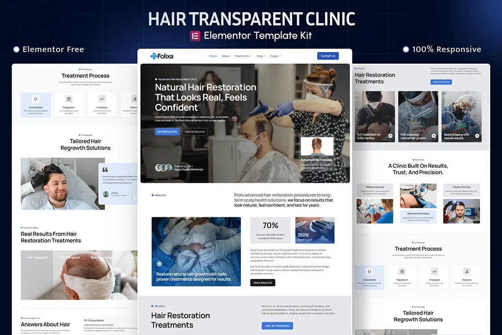 Folixa – Hair Transplant Clinic Elementor Template Kit