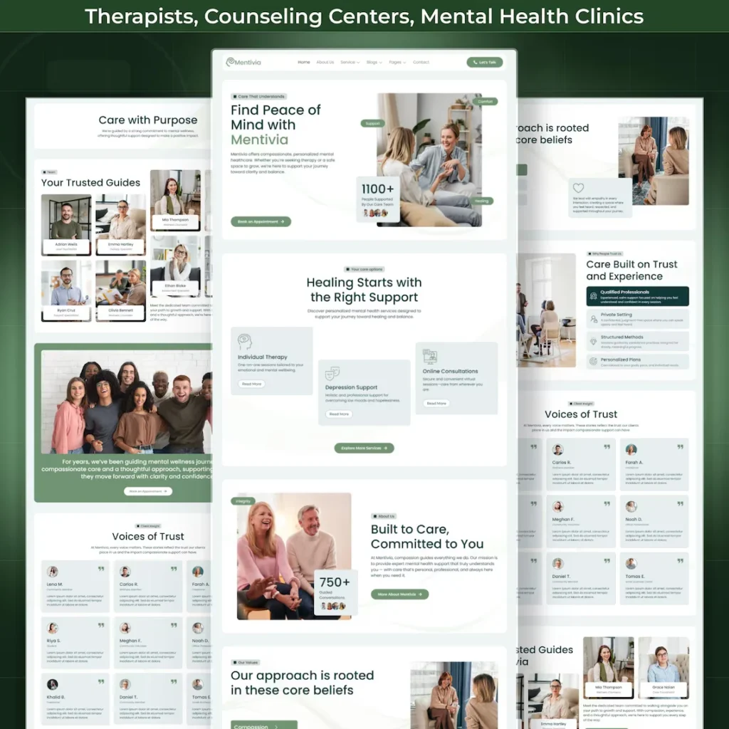 Mental Health and Life Coach WordPress Elementor Template Kit Wellness, Counseling & Therapy Website Template Kit