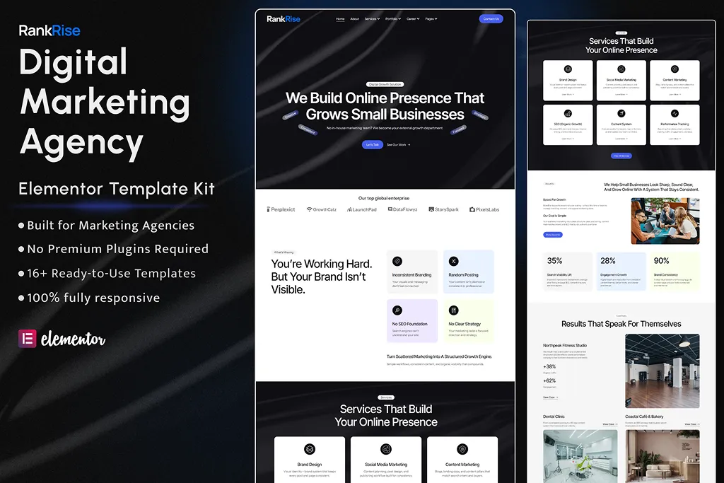 RankRise – Digital Marketing Agency Elementor Template Kit