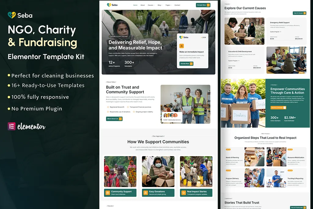 Seba - Charity & Donation Elementor Template Kit