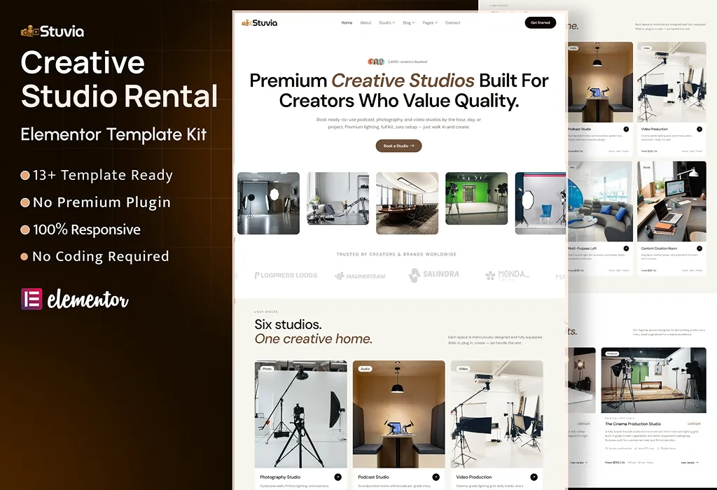 Stuvia – Creative Studio Rental Elementor Template Kit