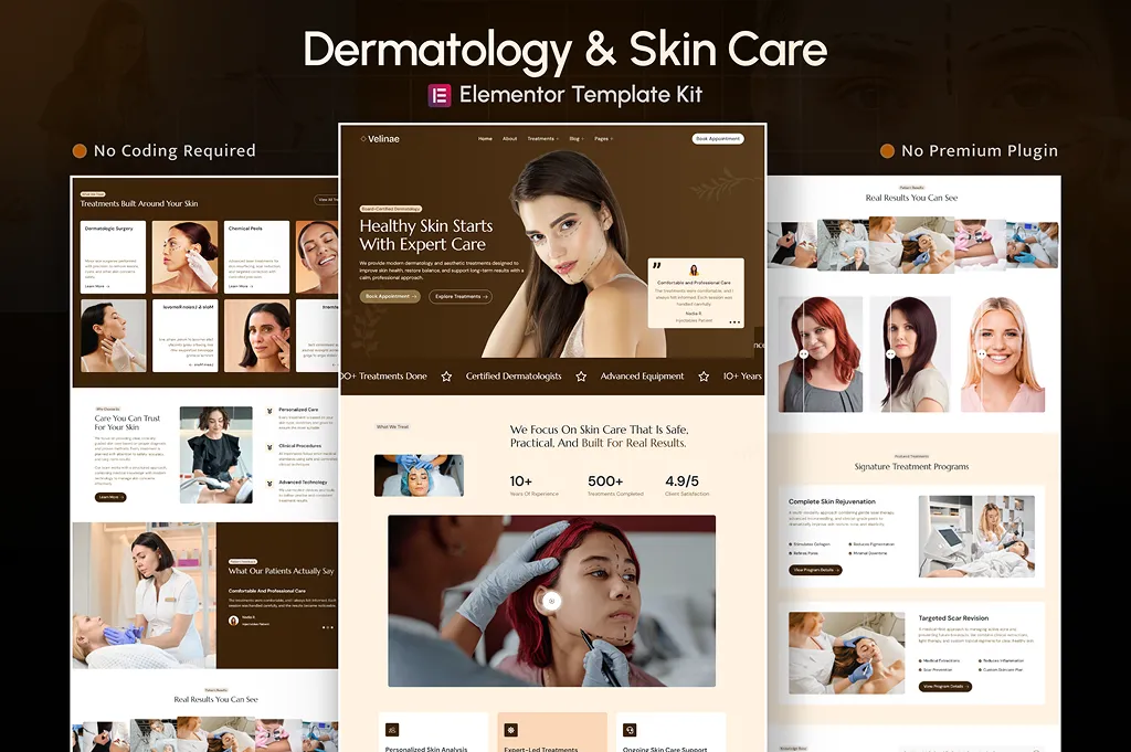 Velinae – Dermatology & Skin Care Elementor Template Kit