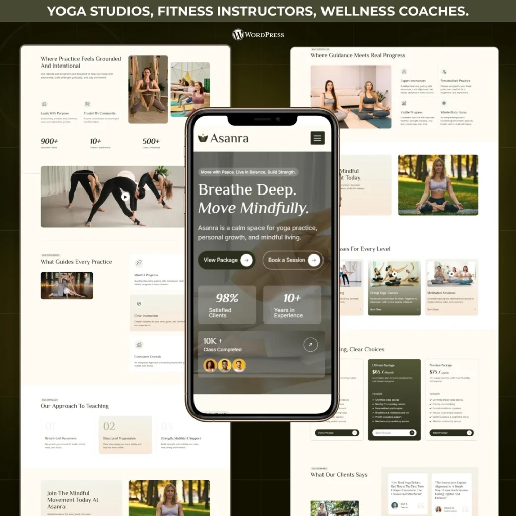 Yoga WordPress Elementor Theme Template Kit | Fitness, Wellness Studio, Yoga Classes & Meditation Website Design