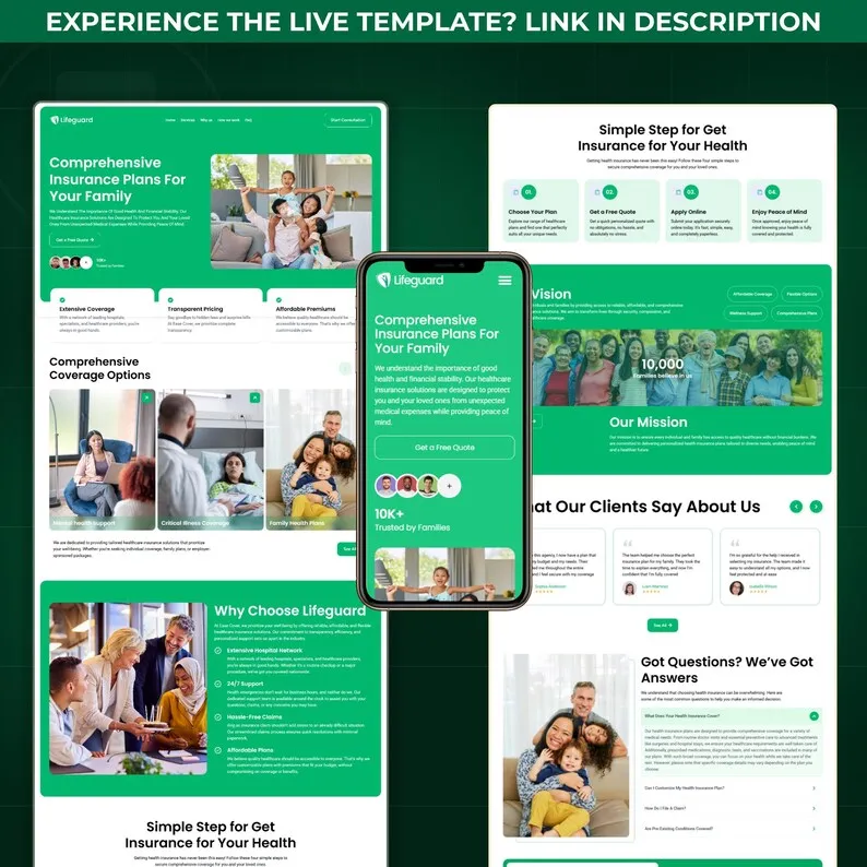 09. Health Insurance Company WordPress Elementor Template Kit | Insurance Agency & Medical Coverage Website
