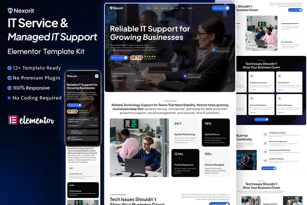 Nexorit – IT Services & Managed IT Support Elementor Template Kit